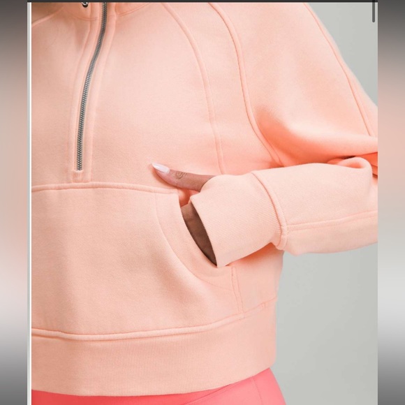 ❤️LULULEMON SCUBA OVERSIZED FUNNEL NECK HALF ZIP HOODIE-PEACH SATIN-M/L & XL/XXL - Picture 9 of 13
